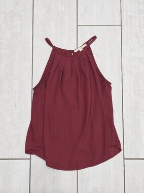 Mi Ami for Francesca's Burgundy Halter Neck Sleeveless Blouse